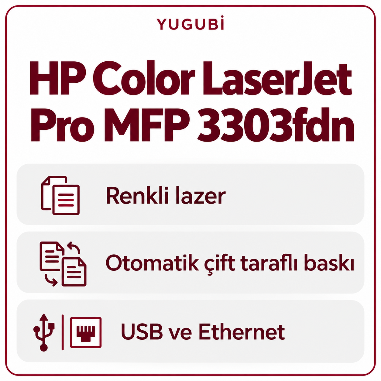 HP Color LaserJet Pro MFP 3303fdn bilgi kartı