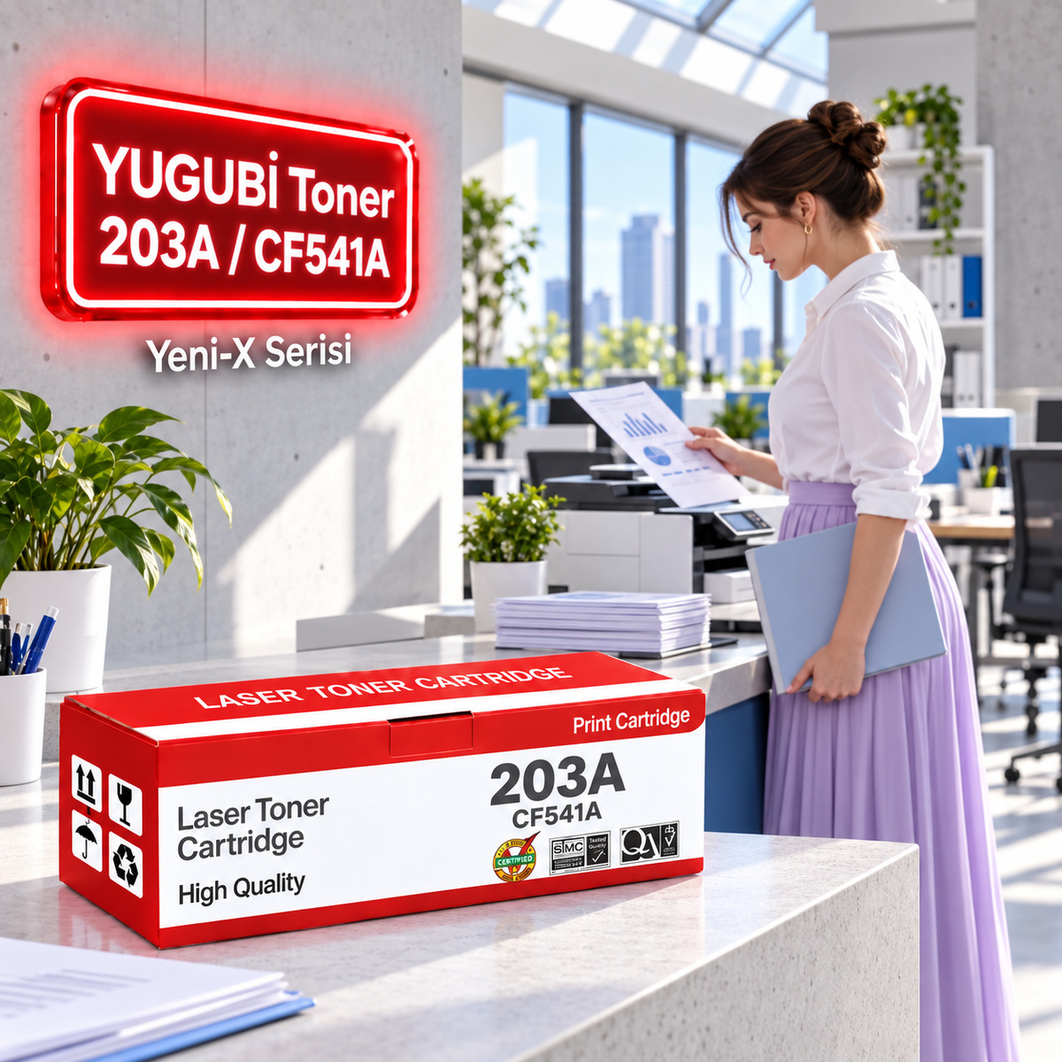 HP 203A CF541A Mavi Muadil Toner 1.3K