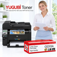 HP LaserJet Pro 100 Color MFP M175a CE313A kırmızı muadil toner kutusu ve uyumlu yazıcı