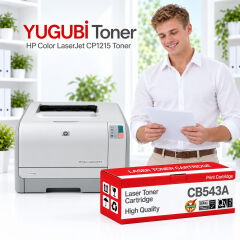 HP Color LaserJet CP1215 CB543A kırmızı muadil toner kutusu ve uyumlu yazıcı