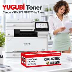 Canon i-SENSYS MF667Cdw yazıcı ve CRG-075BK çipsiz muadil toner kutusu – YUGUBİ Toner