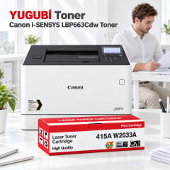 Canon i-SENSYS LBP663Cdw yazıcı ve 415A W2033A çipsiz kırmızı muadil toner kutusu – YUGUBİ Toner