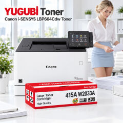 Canon i-SENSYS LBP664Cdw yazıcı ve 415A W2033A çipsiz kırmızı muadil toner kutusu – YUGUBİ Toner