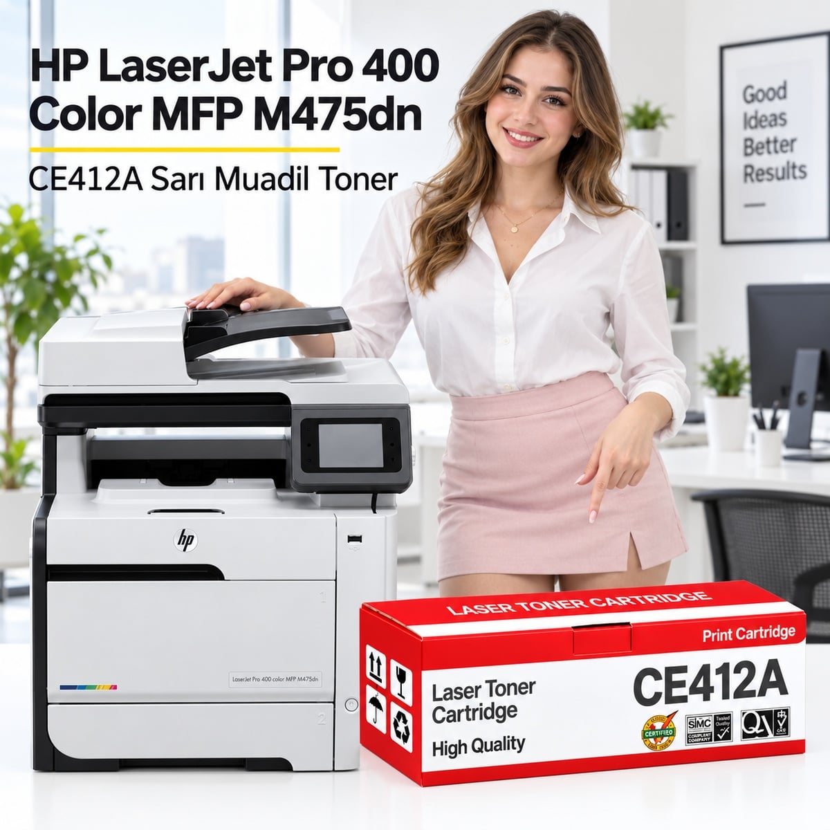 HP LaserJet Pro 400 Color MFP M475dn CE412A Sarı Muadil Toner 2.8K