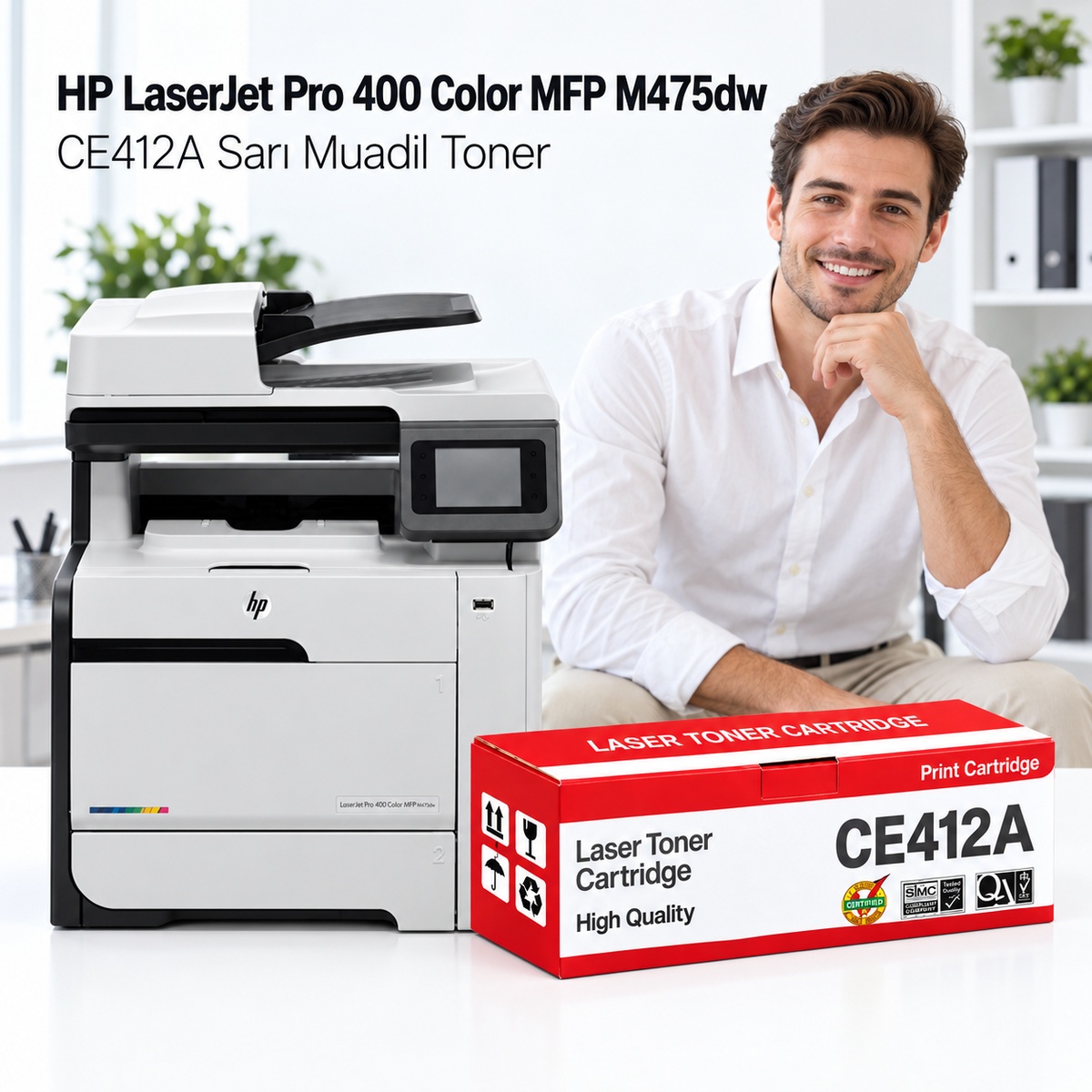 HP LaserJet Pro 400 Color MFP M475dw CE412A Sarı Muadil Toner 2.8K