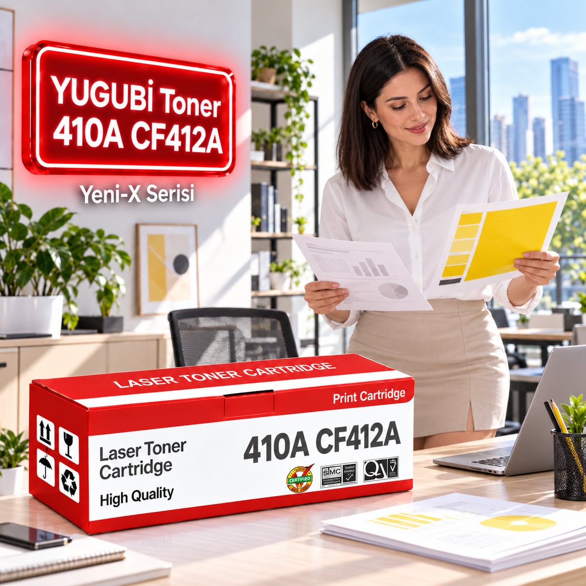 HP 410A CF412A Sarı Muadil Toner 2.3K