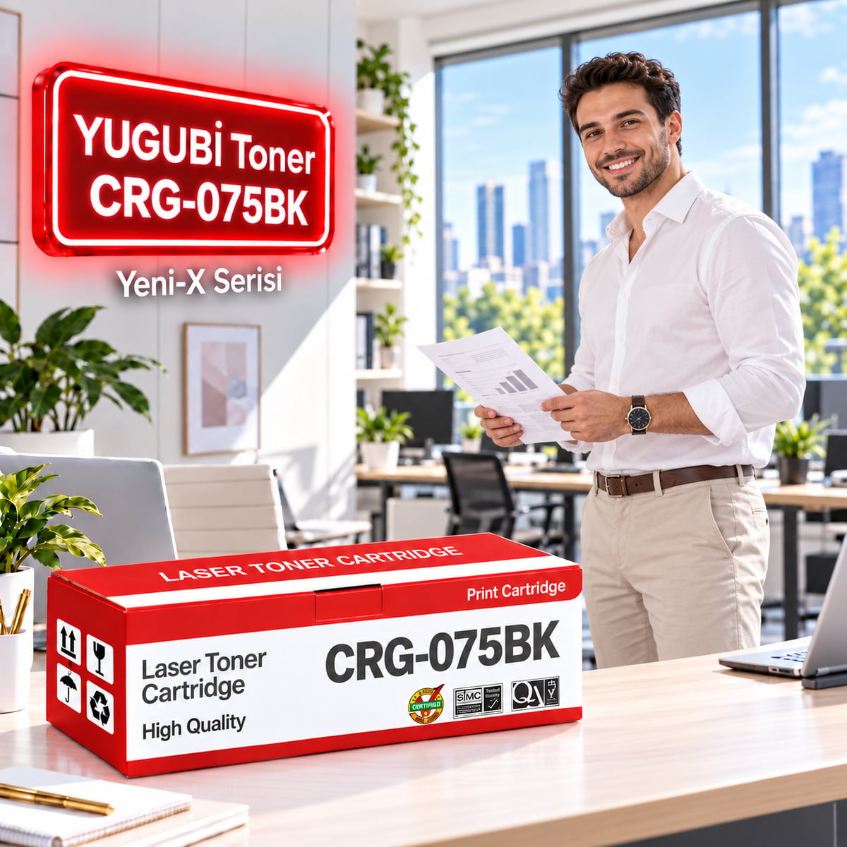 Canon CRG-075BK Çipli Siyah Muadil Toner 1.4K