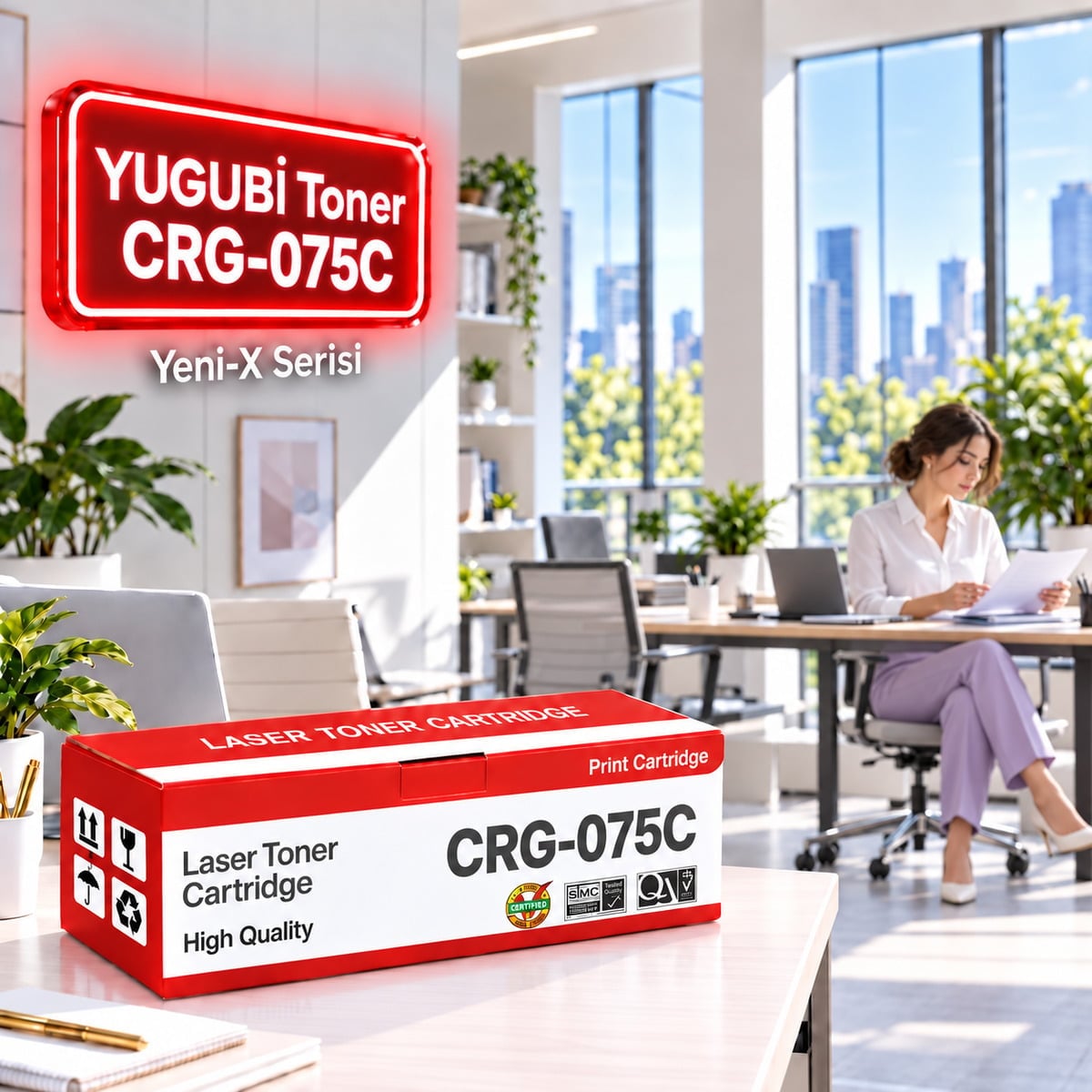 Canon CRG-075C Çipli Mavi Muadil Toner 1.3K