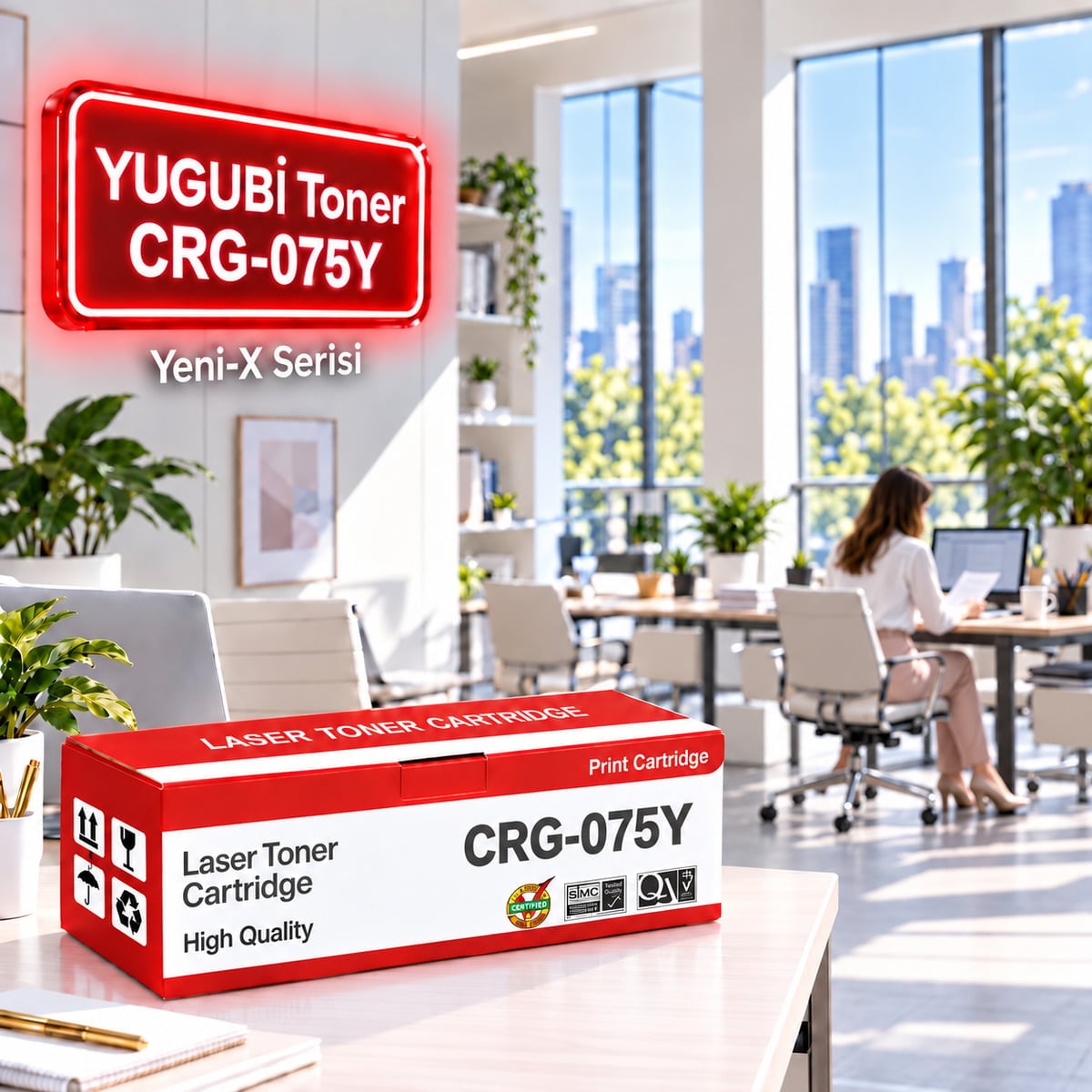 Canon CRG-075Y Çipsiz Sarı Muadil Toner 1.3K