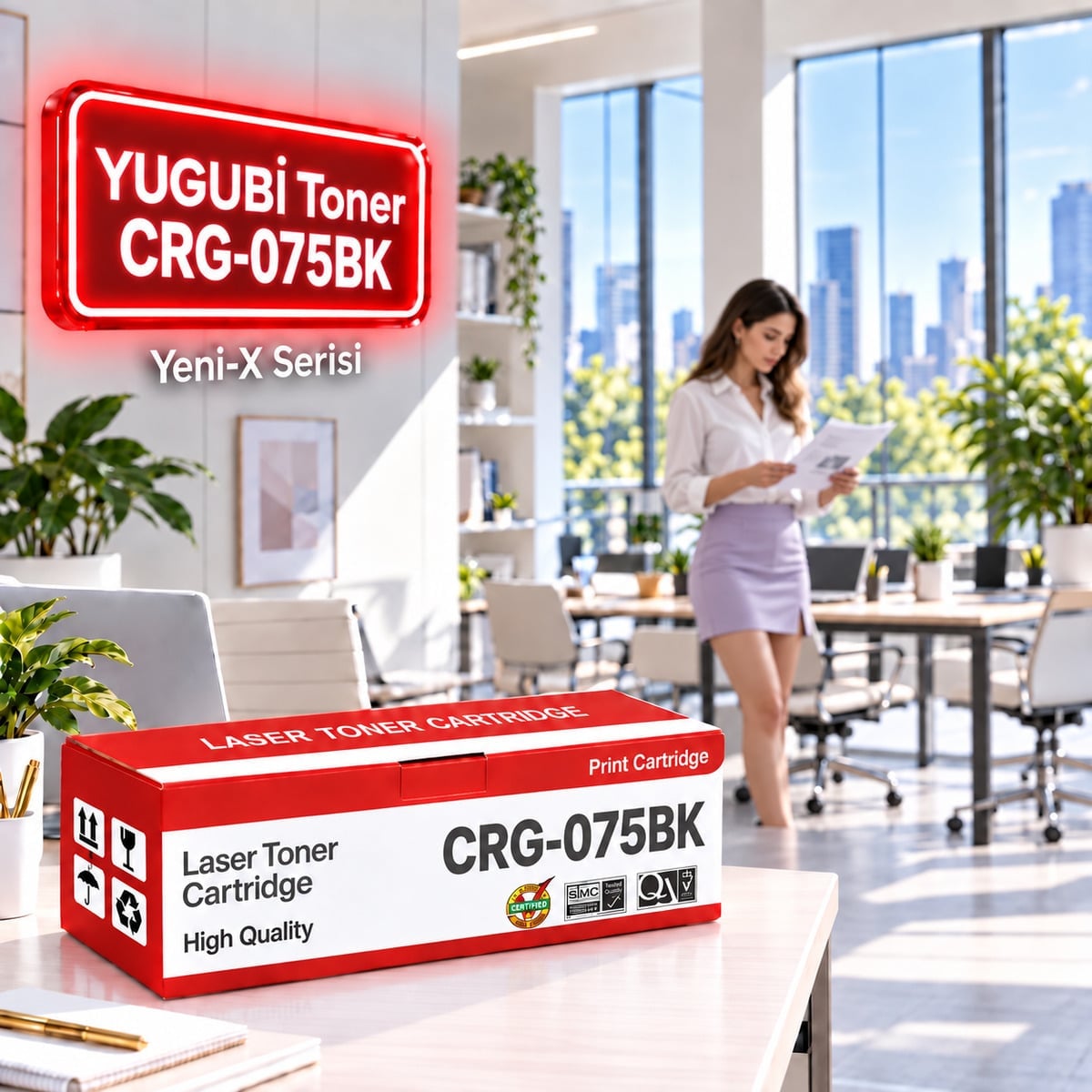 Canon CRG-075BK Çipsiz Siyah Muadil Toner 1.4K
