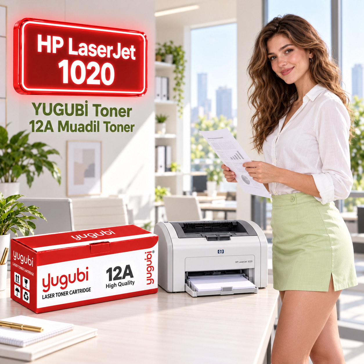 HP LaserJet 1020 Uyumlu 12A Muadil Toner 2K kadınlı ana ürün görseli