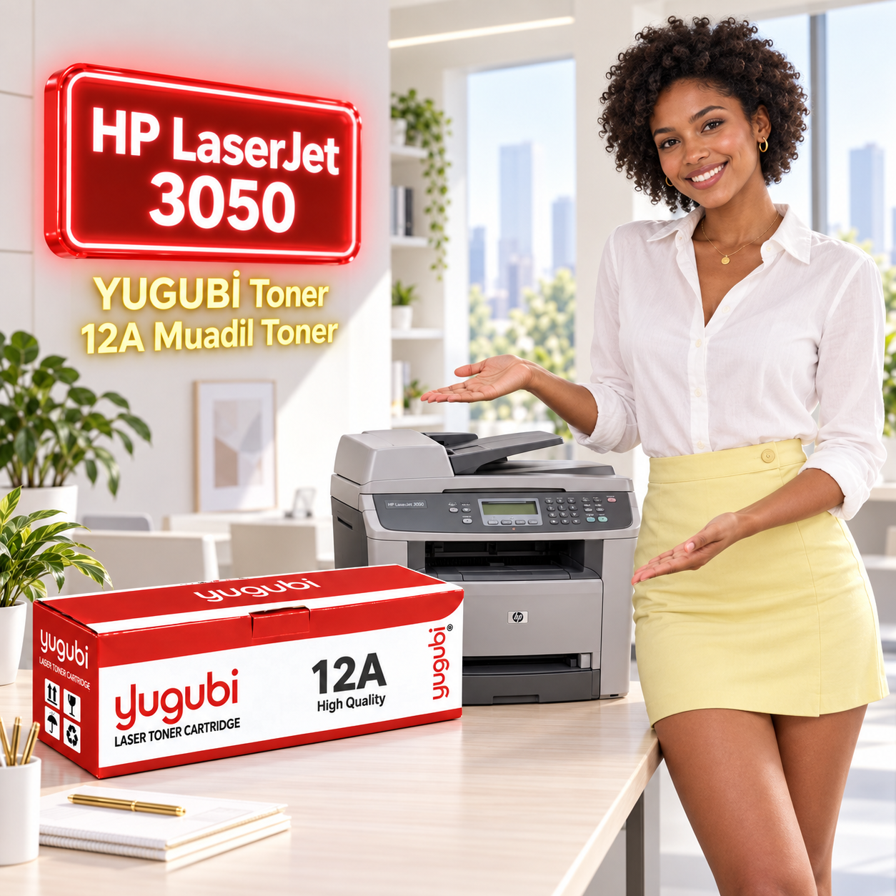 HP LaserJet 3050 Uyumlu 12A Muadil Toner 2K kadınlı ana ürün görseli