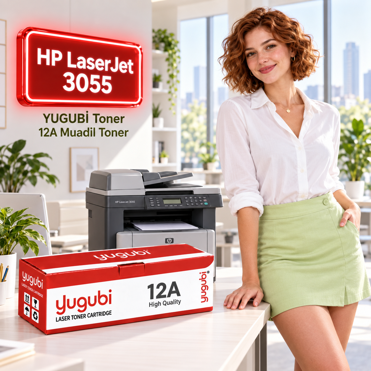 HP LaserJet 3055 Uyumlu 12A Muadil Toner 2K kadınlı ana ürün görseli