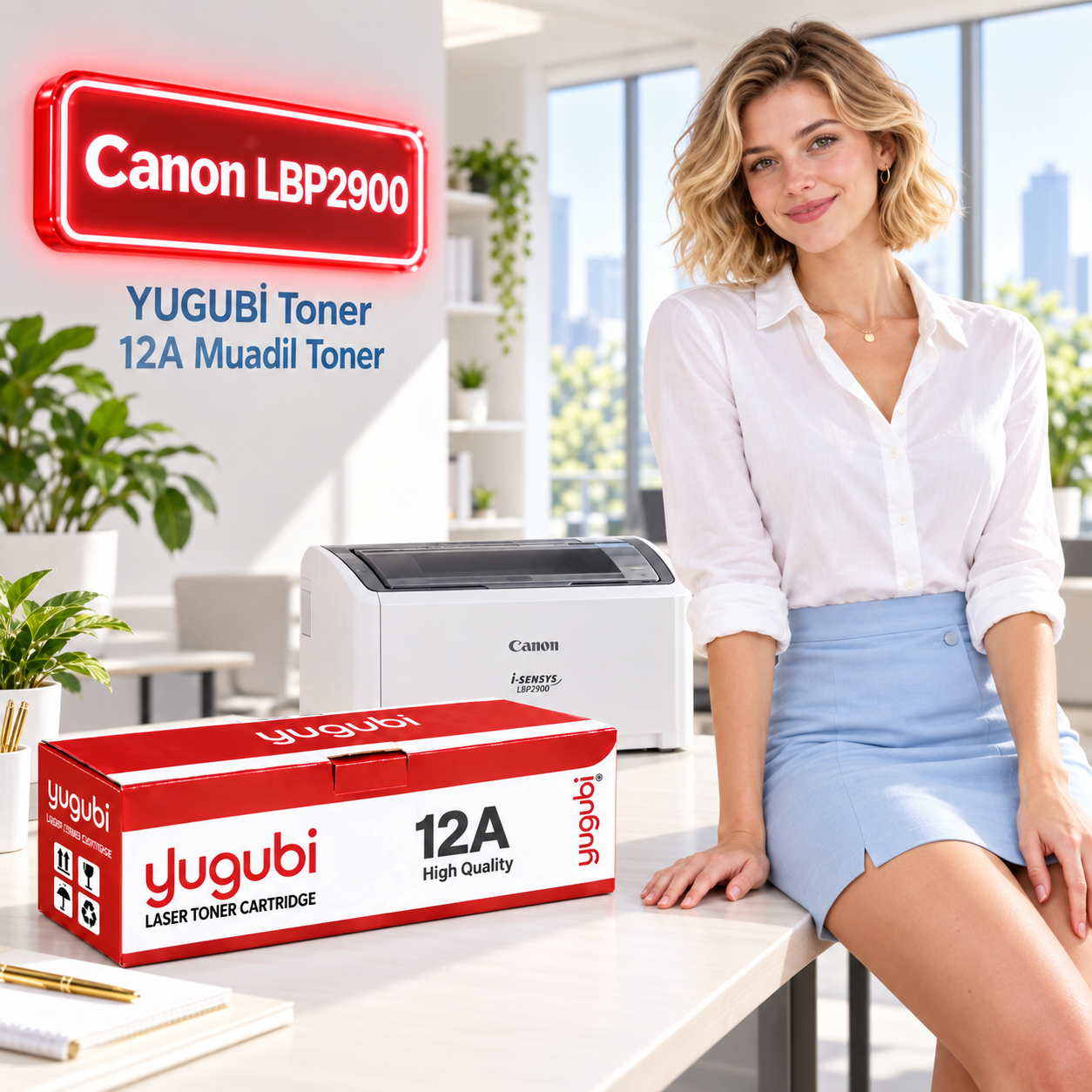 Canon i-SENSYS LBP2900 Uyumlu 12A Muadil Toner 2K kadınlı ana ürün görseli