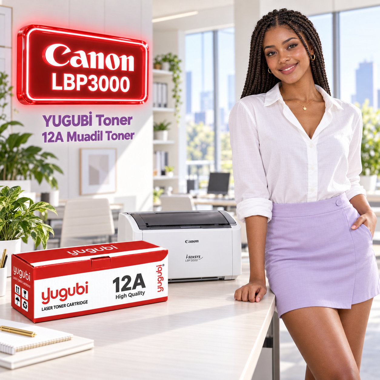 Canon i-SENSYS LBP3000 Uyumlu 12A Muadil Toner 2K kadınlı ana ürün görseli
