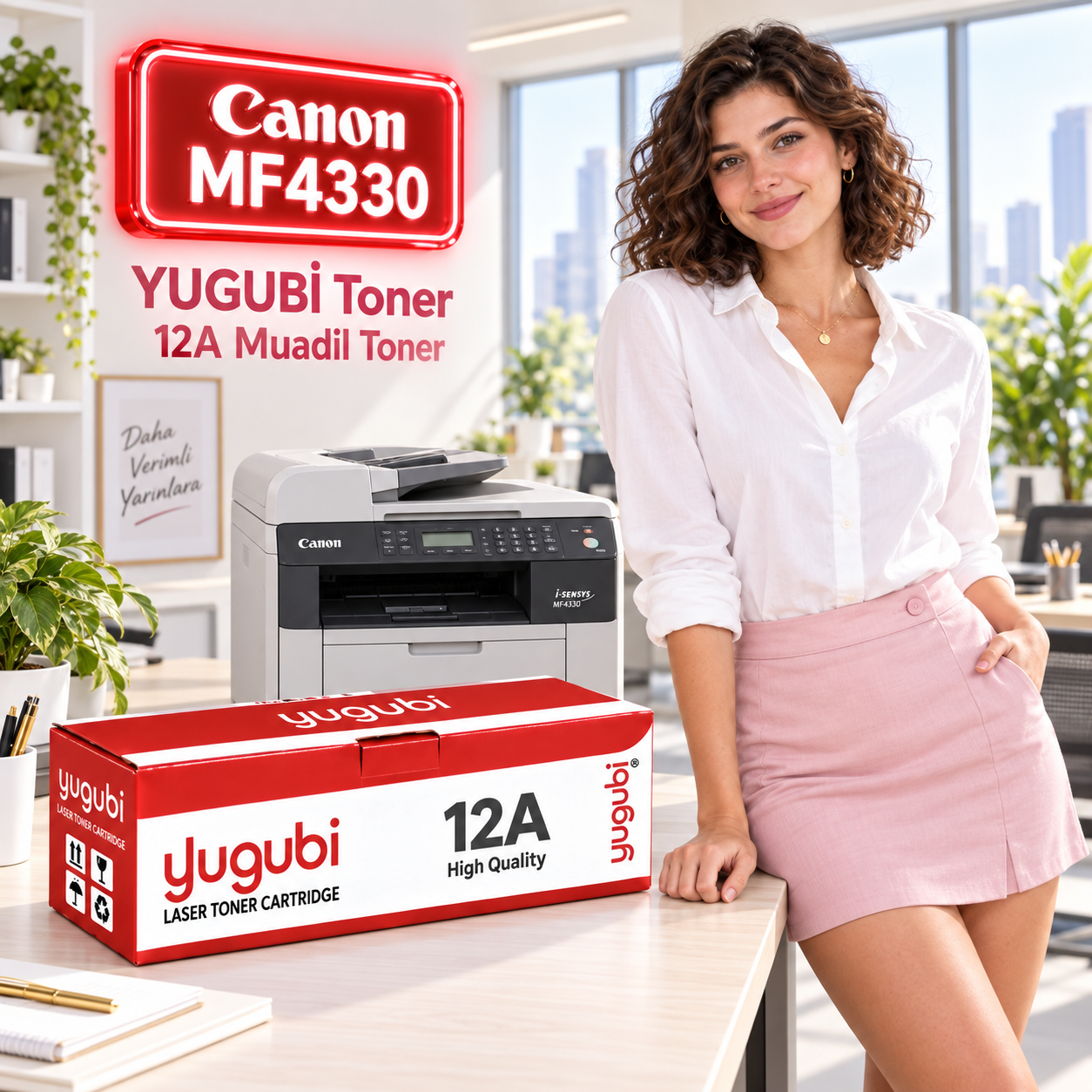 Canon i-SENSYS MF4330 Uyumlu 12A Muadil Toner 2K kadınlı ana ürün görseli