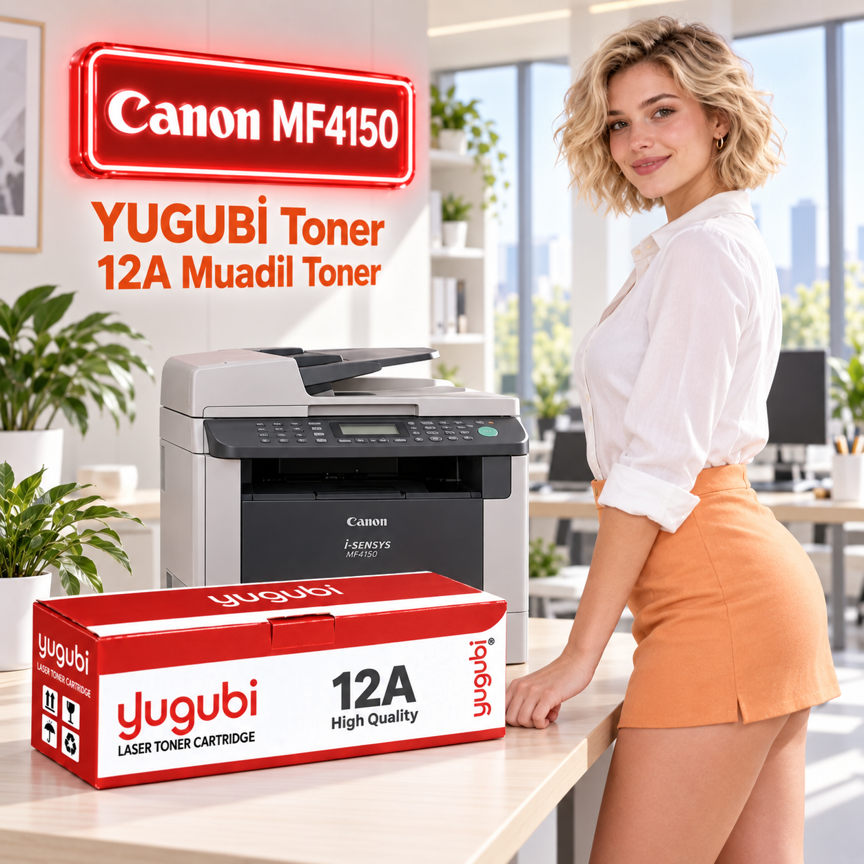 Canon i-SENSYS MF4370 Uyumlu 12A Muadil Toner 2K kadınlı ana ürün görseli